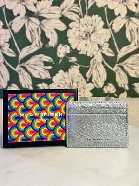 Kurt Geiger Silver Leather Card Holder New With Box DEFECT, see photos